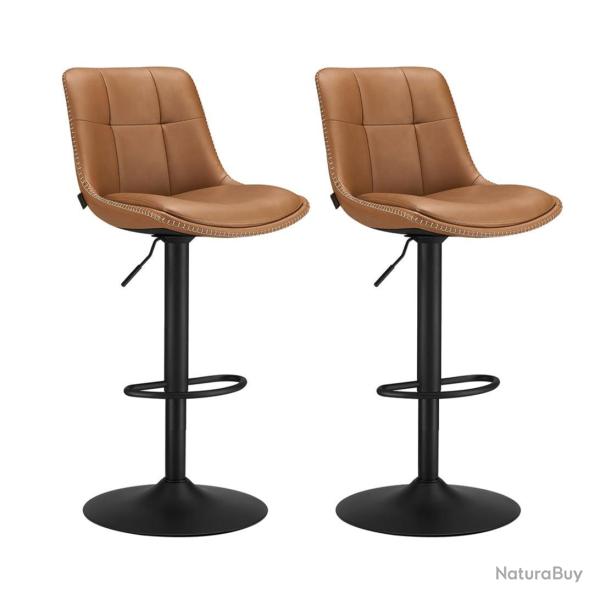 Tabourets de bar lot de 2 chaise de cuisine si�ge pivotant � hauteur r�glable matelass� en PU avec
