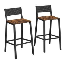 Tabourets de bar lot de 2 chaises hautes si&egrave;ges cuisine salle &agrave; manger style industriel marron 12_0