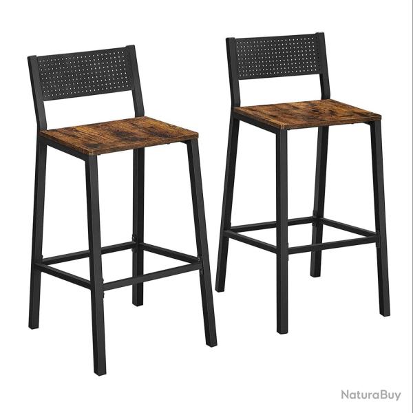 Tabourets de bar lot de 2 chaises hautes si�ges cuisine salle � manger style industriel marron 12_0