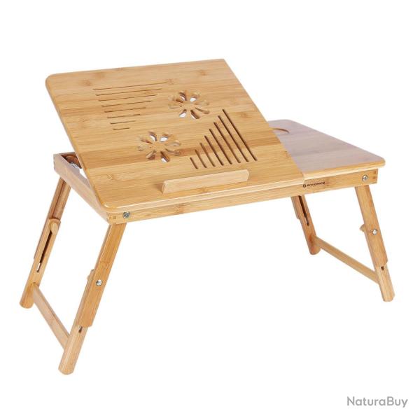 Table de lit pliable en bambou pour pc portable inclinable 55 x 35 x 29 cm bambou 12_0007655