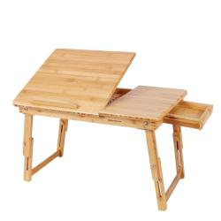Table de lit pliable en bambou 545 x 75 x 29 cm table pour ordinateur portable hauteur r&eacute;glable ave