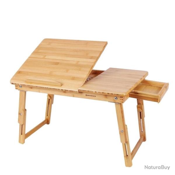 Table de lit pliable en bambou 545 x 75 x 29 cm table pour ordinateur portable hauteur r�glable ave