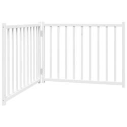 Barri&egrave;re de s&eacute;curit&eacute; pour chien animaux de compagnie pliable 2 panneaux 160 cm bois sapin massif bl