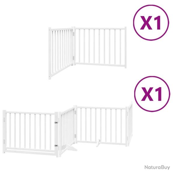 Barri�re de s�curit� pour chien animaux de compagnie porte pliable 6panneaux bois peuplier blanc 02