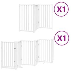 Barri&egrave;re de s&eacute;curit&eacute; pour chien animaux de compagnie porte pliable 9panneaux bois peuplier blanc 02