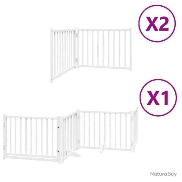 Barri�re de s�curit� pour chien animaux de compagnie porte pliable 8panneaux bois peuplier blanc 02