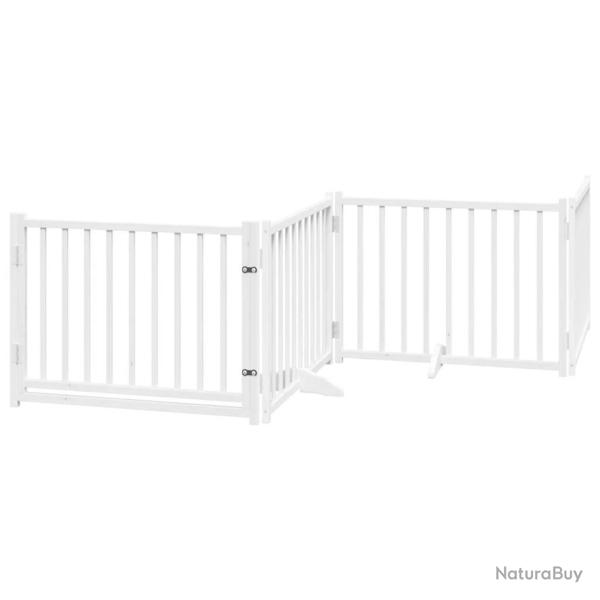 Barri�re de s�curit� pour chien animaux de compagnies avec porte 4 panneaux bois de sapin massif bl