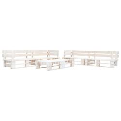 Salon de jardin meuble d'ext&eacute;rieur ensemble de mobilier palette 6 pi&egrave;ces bois blanc 02_0018452