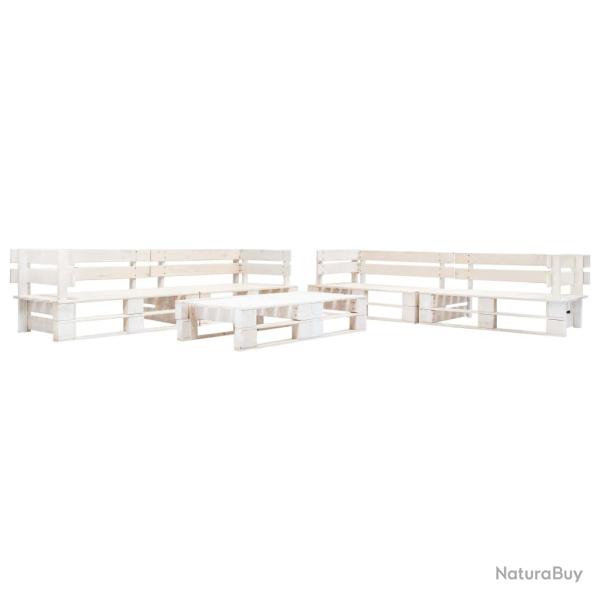 Salon de jardin meuble d'ext�rieur ensemble de mobilier palette 6 pi�ces bois blanc 02_0018452