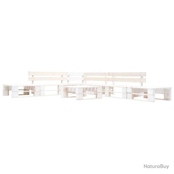 Salon de jardin meuble d'ext�rieur ensemble de mobilier palette 6 pi�ces bois blanc 02_0018455
