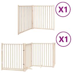 Barri&egrave;re de s&eacute;curit&eacute; pour chien animaux de compagnie avec porte pliable 6 panneaux bois peuplier ma