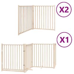 Barri&egrave;re de s&eacute;curit&eacute; pour chien animaux de compagnie porte pliable 8 panneaux bois de peuplier marr