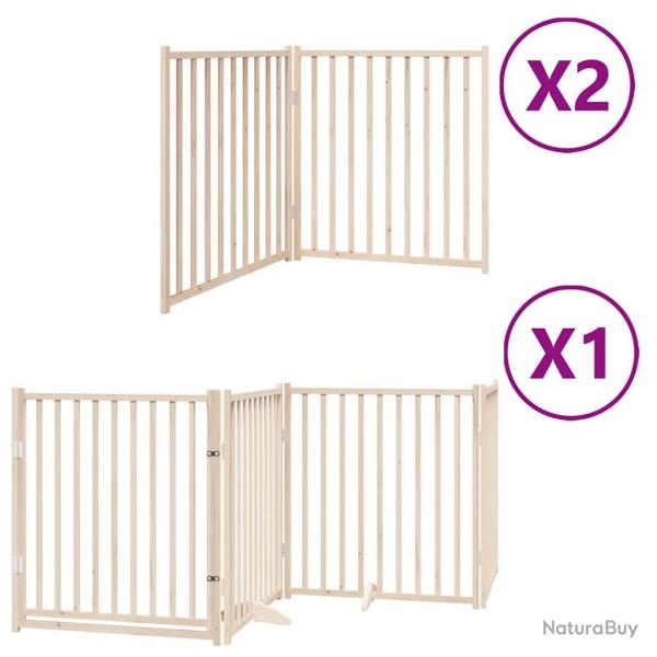 Barri�re de s�curit� pour chien animaux de compagnie porte pliable 8 panneaux bois de peuplier marr