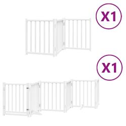 Barri&egrave;re de s&eacute;curit&eacute; pour chien animaux de compagnie porte pliable 9 panneaux bois peuplier blanc 0