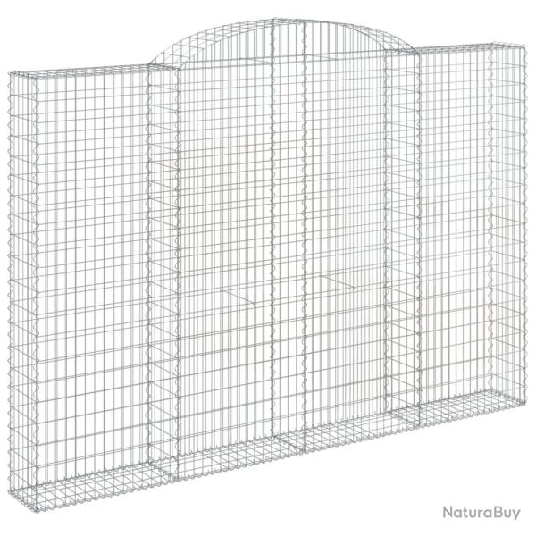 Panier de gabions cl�ture cage mur de sout�nement arqu� 300 x 30 x 200/220 cm fer galvanis� Argent