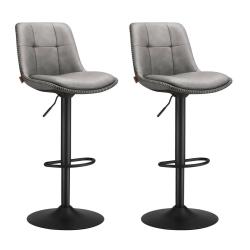 Tabourets de bar lot de 2 chaise de cuisine si&egrave;ge pivotant &agrave; hauteur r&eacute;glable matelass&eacute; en pu avec