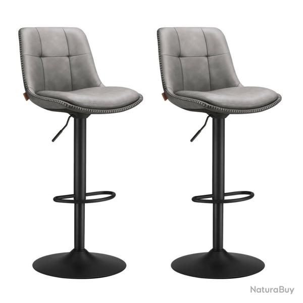 Tabourets de bar lot de 2 chaise de cuisine si�ge pivotant � hauteur r�glable matelass� en pu avec