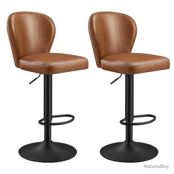 Tabouret de bar pivotant � 360� lot de 2 hauteur r�glable avec dossier PU avec coutures style moder