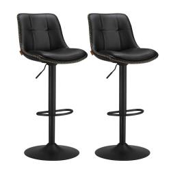 Tabourets de bar lot de 2 chaise de cuisine si&egrave;ge pivotant &agrave; hauteur r&eacute;glable matelass&eacute; en pu avec