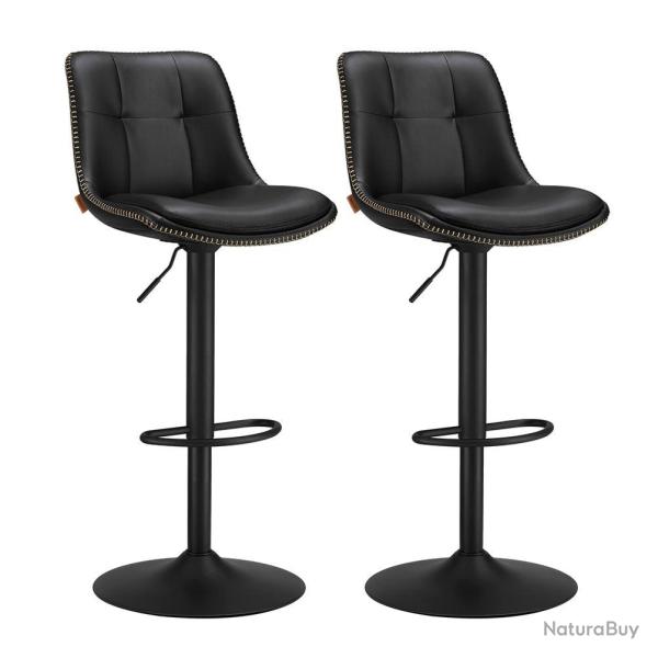 Tabourets de bar lot de 2 chaise de cuisine si�ge pivotant � hauteur r�glable matelass� en pu avec
