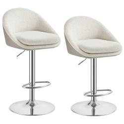 Tabouret de bar lot de 2 chaise de cuisine r&eacute;glable en hauteur pivotant &agrave; 360&deg; avec dossier socle r