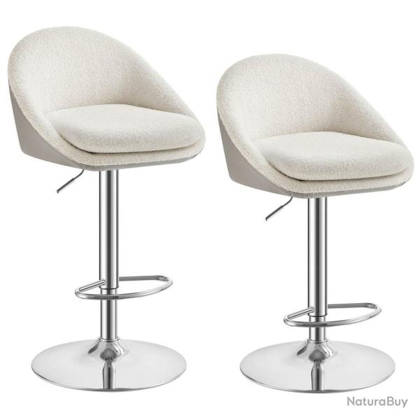 Tabouret de bar lot de 2 chaise de cuisine r�glable en hauteur pivotant � 360� avec dossier socle r
