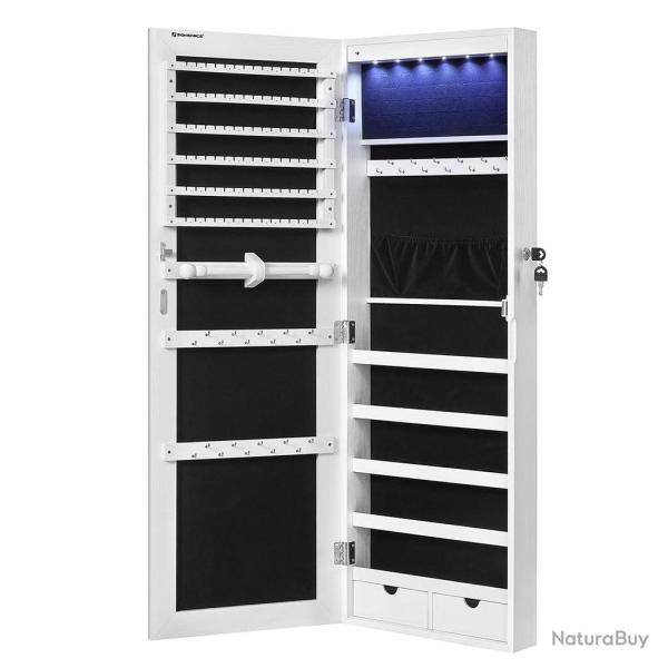 Armoire � bijoux avec long miroir 37 x 9,3 x 108 cm coffre � bijoux avec 6 lampes led suspendue � l