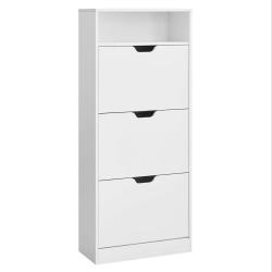 Meuble &agrave; chaussures 3 portes battantes &eacute;tag&egrave;re &agrave; chaussures compartiment ouvert s&eacute;parateur r&eacute;glable