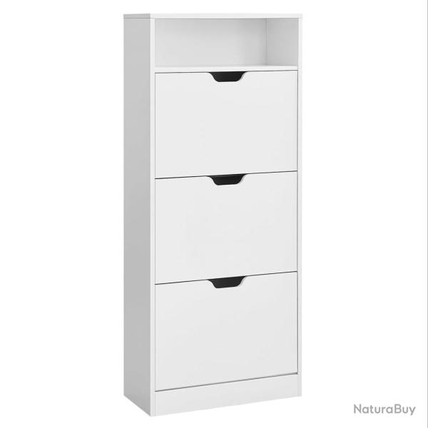 Meuble � chaussures 3 portes battantes �tag�re � chaussures compartiment ouvert s�parateur r�glable