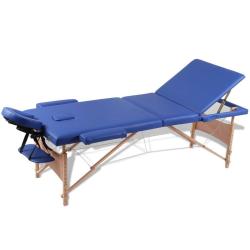 Table pliable de massage 3 zones avec cadre en bois bleu 02_0001882
