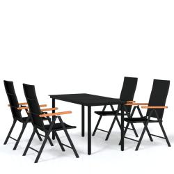 Ensemble de salle &agrave; manger de jardin meuble ext&eacute;rieur 5 pi&egrave;ces noir 02_0013843