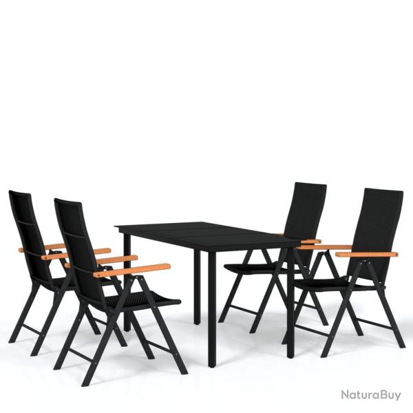 Ensemble de salle � manger de jardin meuble ext�rieur 5 pi�ces noir 02_0013843