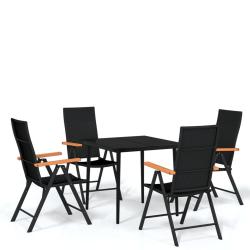 Ensemble de salle &agrave; manger de jardin meuble ext&eacute;rieur 5 pi&egrave;ces noir 02_0013848
