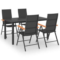 Ensemble de salle &agrave; manger de jardin meuble ext&eacute;rieur 5 pi&egrave;ces noir et marron 02_0013905