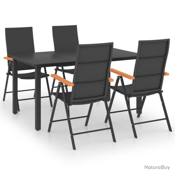 Ensemble de salle � manger de jardin meuble ext�rieur 5 pi�ces noir et marron 02_0013905