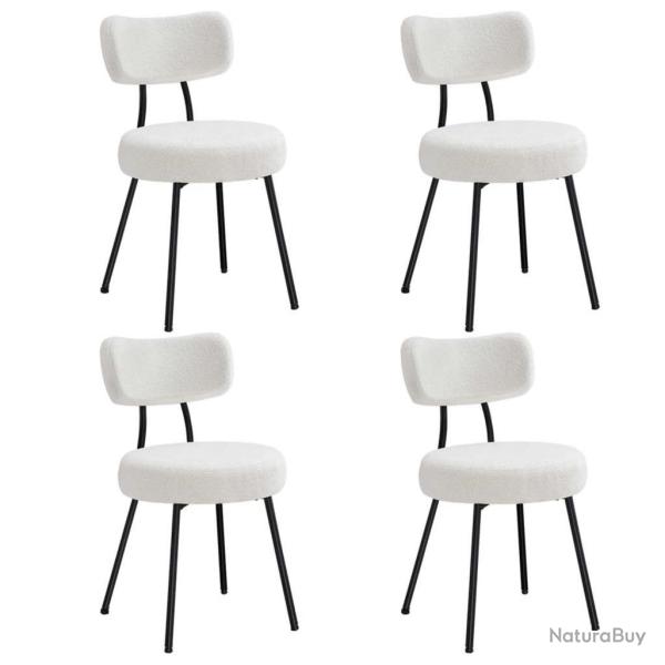 Chaises salle � manger lot de 2 tissu peluche dossier courb� chaises de cuisine rembourr�es cader e