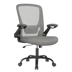 Fauteuil de bureau avec accoudoir rabattable chaise de bureau en toile si&egrave;ge pivotant &agrave; 360&deg; suppor
