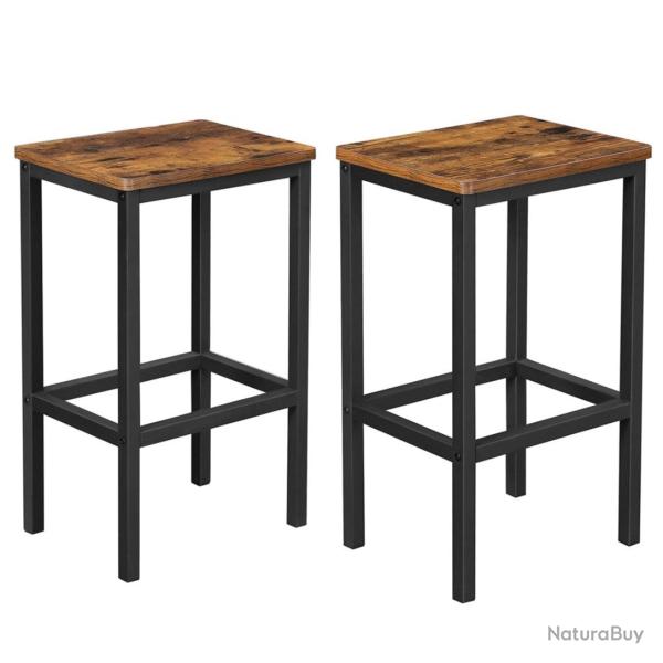 Lot de 2 chaises de bar tabourets hauts de style industriel pour cuisine salle � manger salon 40 x