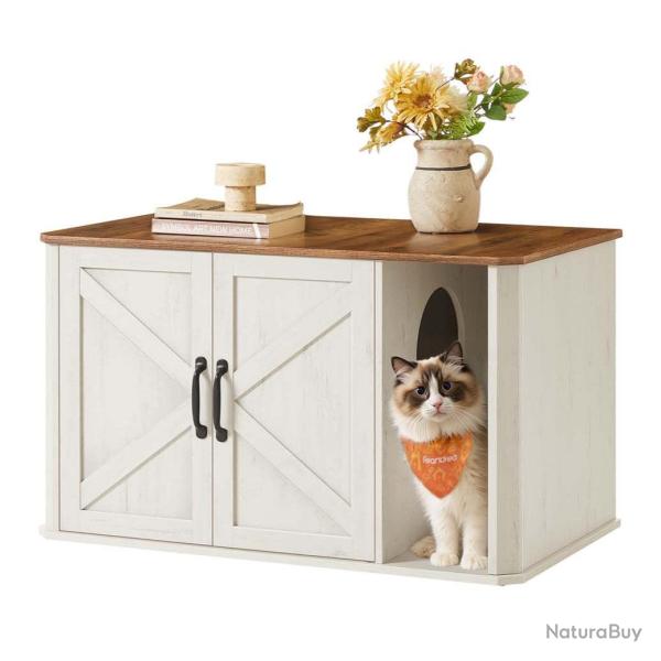 Meuble liti�re pour chat meuble moderne cache-liti�re entr�e par devant double porte poign�es maiso