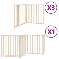 Barri&egrave;re de s&eacute;curit&eacute; pour chien animaux de compagnie porte pliable 10 panneaux bois de peuplier mar