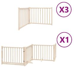 Barri&egrave;re de s&eacute;curit&eacute; pour chien animaux de compagnie porte pliable 10 panneaux bois de peuplier mar