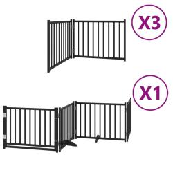Barri&egrave;re de s&eacute;curit&eacute; pour chien animaux de compagnie porte pliable 10panneaux bois peuplier noir 02
