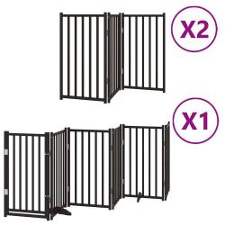 Barri&egrave;re de s&eacute;curit&eacute; pour chien animaux de compagnie porte pliable 12 panneaux bois peuplier noir 0
