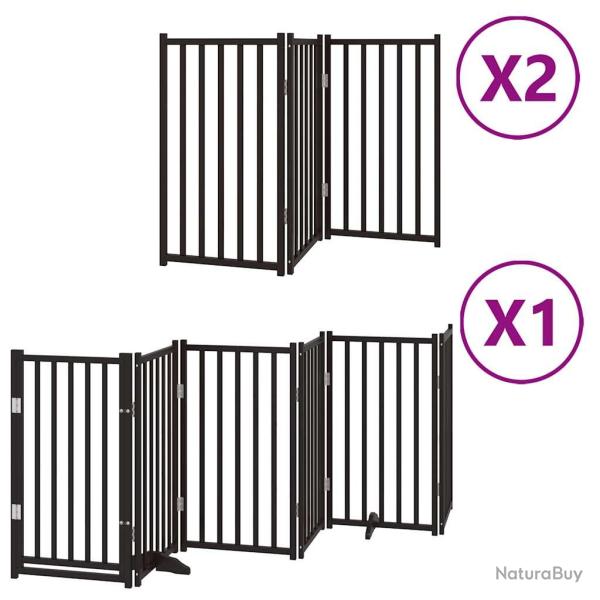 Barri�re de s�curit� pour chien animaux de compagnie porte pliable 12 panneaux bois peuplier noir 0