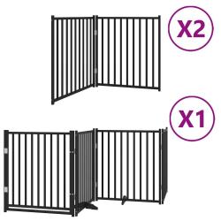 Barri&egrave;re de s&eacute;curit&eacute; pour chien animaux de compagnie porte pliable 8 panneaux bois peuplier noir 02