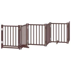 Barri&egrave;re de s&eacute;curit&eacute; pour chien animaux de compagnies avec porte 6 panneaux bois de sapin massif ma