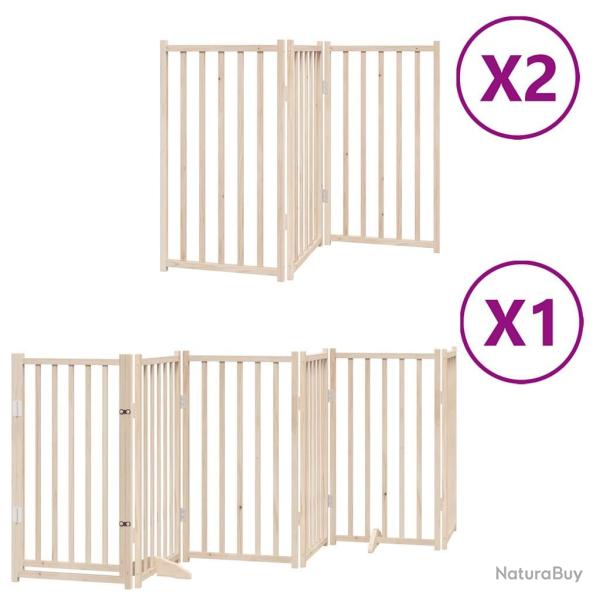 Barri�re de s�curit� pour chien animaux de compagnie porte pliable 12 panneaux bois de peuplier mar