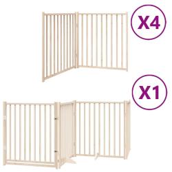Barri&egrave;re de s&eacute;curit&eacute; pour chien animaux de compagnie porte pliable 12 panneaux bois de peuplier mar