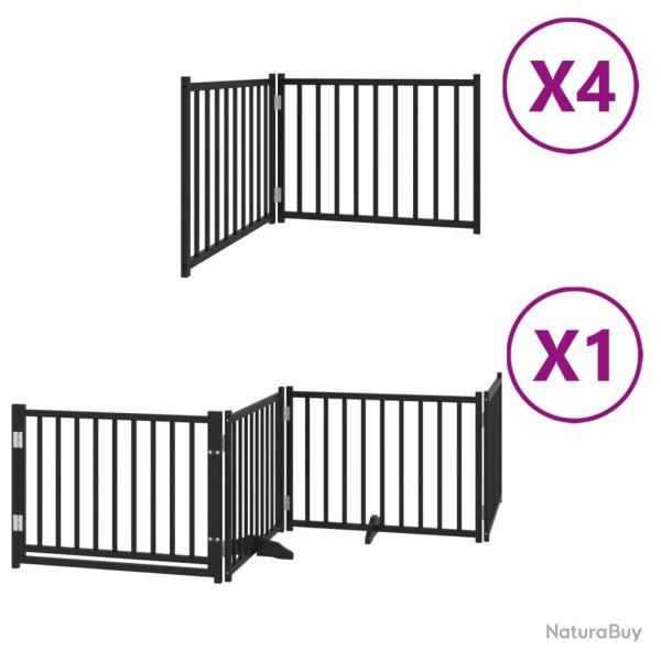 Barri�re de s�curit� pour chien animaux de compagnie porte pliable 12 panneaux bois peuplier noir 0