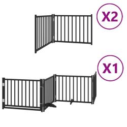Barri&egrave;re de s&eacute;curit&eacute; pour chien animaux de compagnie porte pliable 8 panneaux bois peuplier noir 02